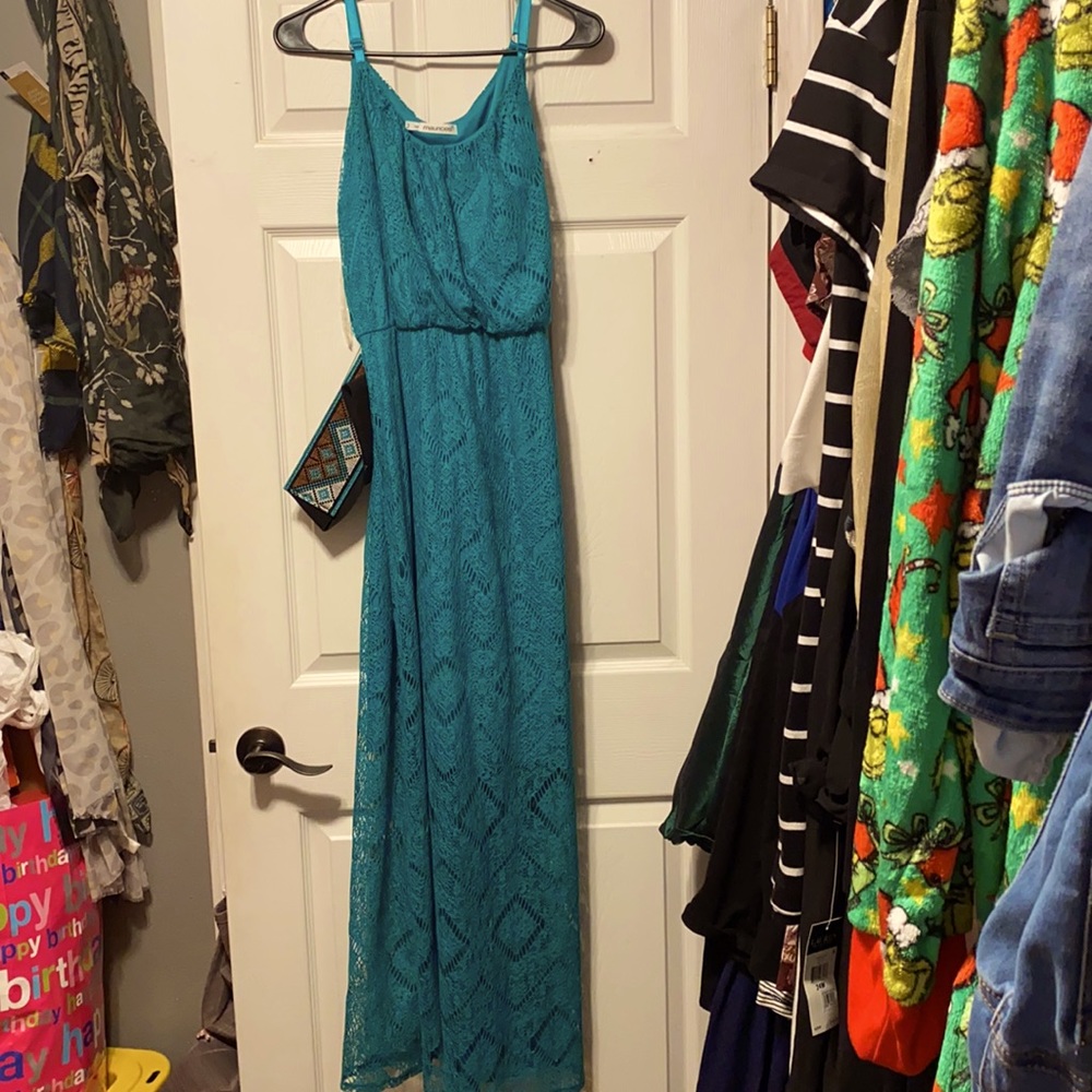 Maurice’s 2X teal belted maxi dress
